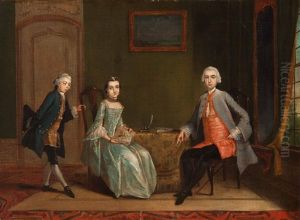 Portrait Of An Unknown Couple And Their Servant In An Interior