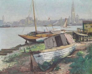 La Rade D'anvers, Vue De La Rive Gauche by Georges Leon Ernest Buysse