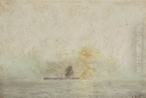 Marine With Yacht by Georges Leon Ernest Buysse