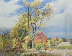 Autumn With Wind Blown Clouds by Mathias (Joseph) Alten