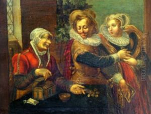 A Brothel Scene With A Young Couple And A Procuress