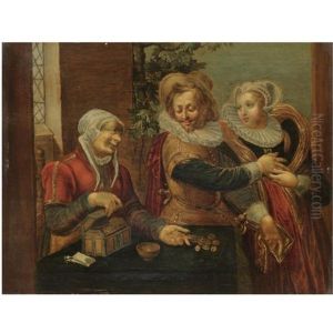 A Brothel Scene With A Young Couple And A Procuress