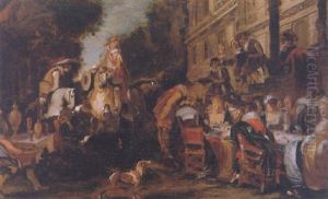Elegant Company Dining Outside A Palace by Willem Pietersz Buytewech