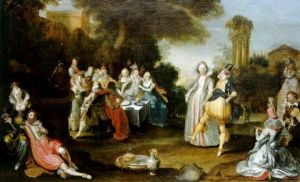 Elegant Company Dinning And Making Music In A Garden by Willem Pietersz Buytewech