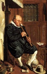Man Playing A Flute Beside The Fire