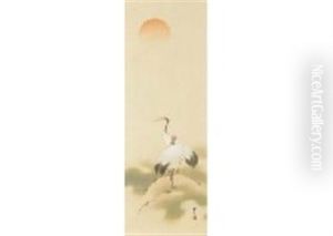 Two Cranes On The Rock by Kimura Buzan