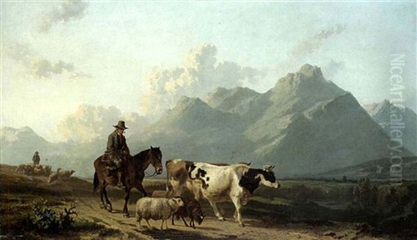 Bauer Mit Vieh Auf Dem Weg Zum Markt - view 1