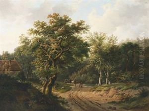 Travellers On A Path In A Wooded Landscape Travellers On A Path In A Wooded Landscape