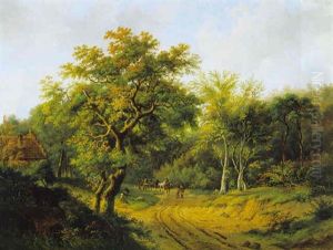 Waldlandschaft Mit Reisenden by Alfred Eduard Agenor de Bylandt