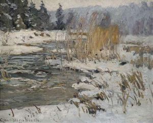 Wintry Landscape With A Brook by Otto Altenkirch