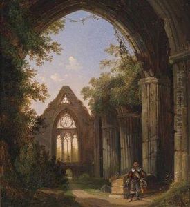 Church Ruins With Decorative Figures