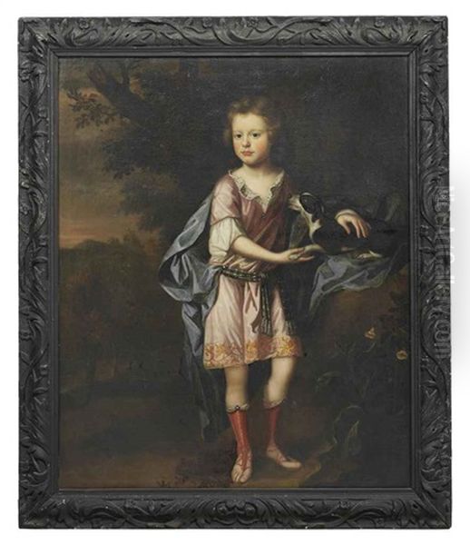 Portrait Of A Young Boy, In Classical Costume, A Spaniel At His Side, In A Landscape - view 1