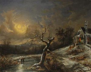A Winter Landscape With A Chapel by Joseph Altenkopf