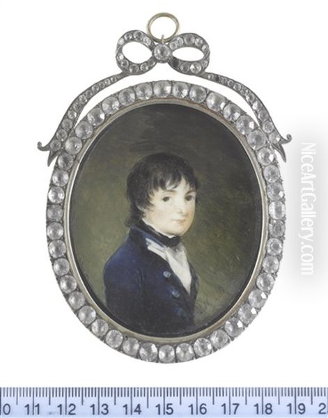 Captain Henry John Peachey, 3rd Baron Selsey (1787-1838), When A Midshipman, Wearing Blue Coat With Standing Collar, White Waistcoat, Chemise And Black Stock - view 1