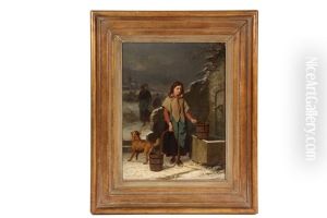 The Water Girl In Winter by Louis Simon Cabaillot Lassalle