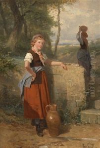 Madchen An Einem Brunnen by Louis Simon Cabaillot Lassalle