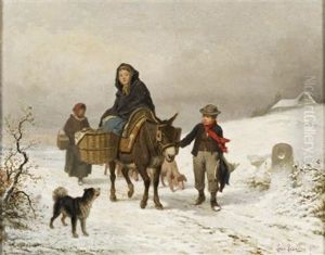 Donkey Ride In The Snow by Louis Simon Cabaillot Lassalle