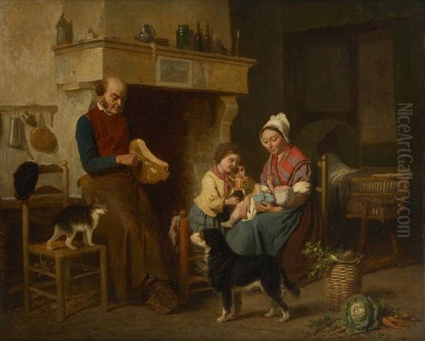 Scene De Famille Avec Chien Et Chat - view 1