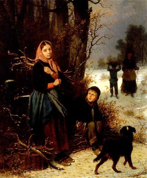 Young Wood Gatherers, Winter - view 1