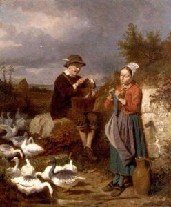 A Rest At The Spring by Louis Simon Cabaillot Lassalle