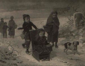 A Ride Home On A Snowy Path by Louis Simon Cabaillot Lassalle