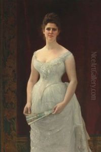 Portrait Of A Lady In A White Dress by Alexandre Cabanel