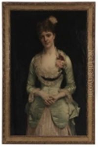 Portrait Of Miss Matthews, In Green Silk Satin And Lace Gown by Alexandre Cabanel