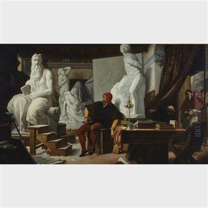 Michaelangelo In His Studio, Visited By Pope Julius Ii by Alexandre Cabanel