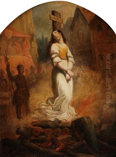 La Mort De Jeanne D"arc, Dans Un Encadrement Peint Cintre Dans La Partie Superieure - view 1
