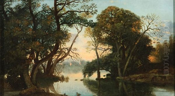 View Of Luxembourg, View Of An Italian Village, View Of A River Estate, Forest Landscape And Forest Pathway (5 Works) - view 1