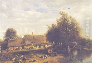 Au Bord De La Riviere by Nicolas Louis Cabat