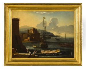 Veduuta Costiera Con Porto Ideale by Adriaen Van Der Cabel