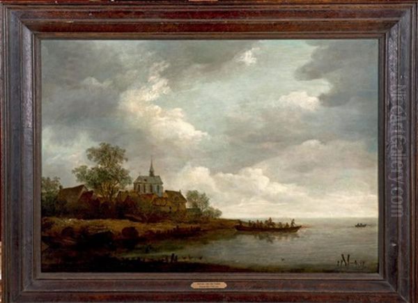 Paysage Fluvial Avec Un Bac - view 1