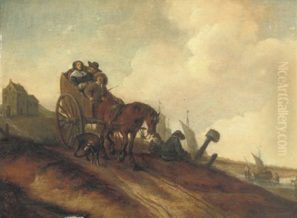 Peasants In A Horse-drawn Cart In A Dune Landscape - view 1