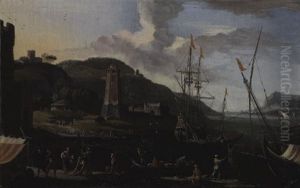 Paesaggio Costiero Con Figure by Adriaen Van Der Cabel