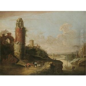 A Mediterranean Coastal Scene by Adriaen Van Der Cabel