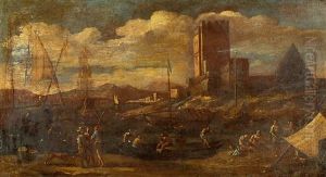 Scene De Port by Adriaen Van Der Cabel