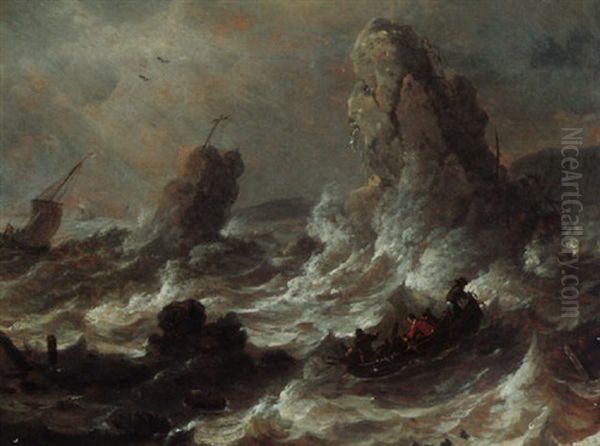Shipping Vessels On Stormy Seas - view 1