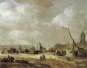 Kustenlandschaft Mit Einem Turm Und Vielen Figuren Kustenlandschaft Mit Einem Turm Und Vielen Figuren
