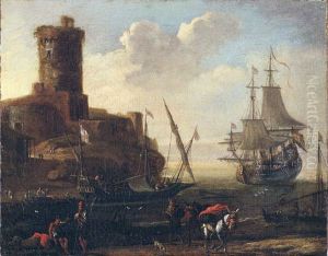 A Mediterranean Port by Adriaen Van Der Cabel