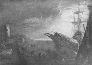 Le Dechargement D'un Navire Turc by Adriaen Van Der Cabel