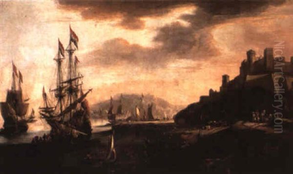 A Dutch Merchant Flute And Other Vessels Anchored Off A Rocky Cove - view 1