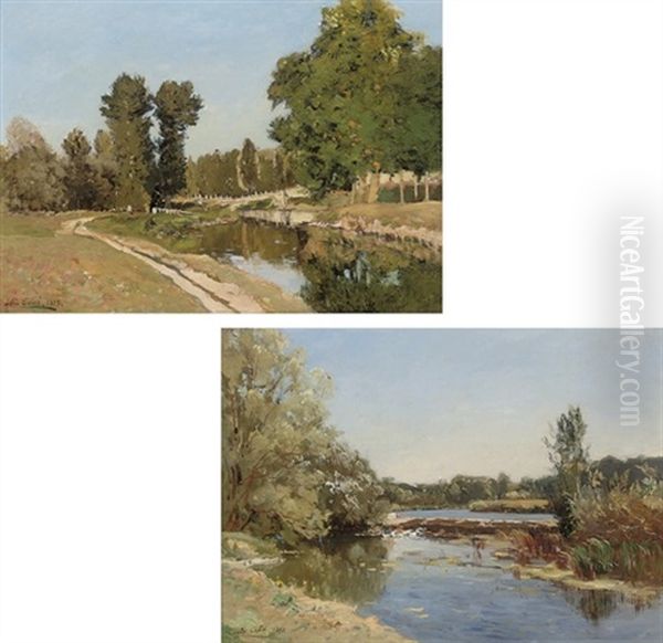 At The Weir (+ Angling On The River Bank; Pair) - view 1