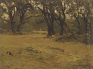 Baumbestandene Landschaft by Louis Alexandre Cabie
