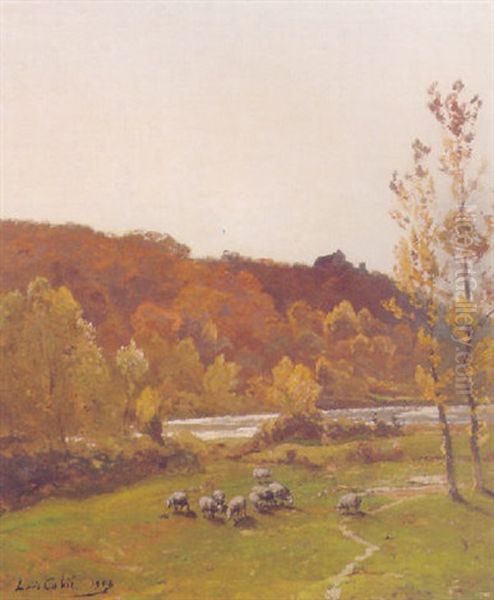 Sheep In A Sunlit Landscape - view 1