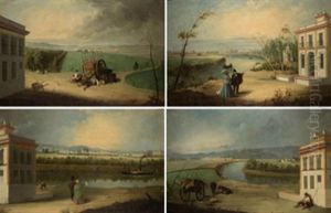 Escenas A Orillas Del Guadalquivir (4 Works) by Manuel Cabral Aguado Bejarano