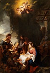 Anbetung Der Hirten Im Stall Von Bethlehem by Manuel Cabral Aguado Bejarano