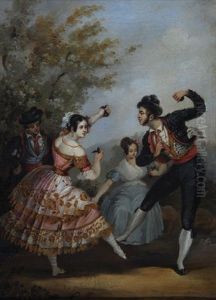 Spanish Dancers With Castanets by Manuel Cabral Aguado Bejarano