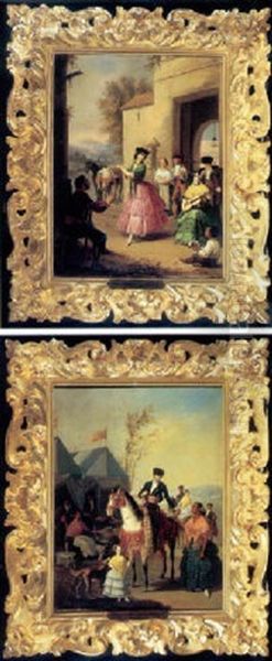 A Lady Dancing In Spanish Costume With Attendant Musicians And Onlookers - view 1