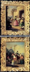 A Lady Dancing In Spanish Costume With Attendant Musicians And Onlookers by Manuel Cabral Aguado Bejarano